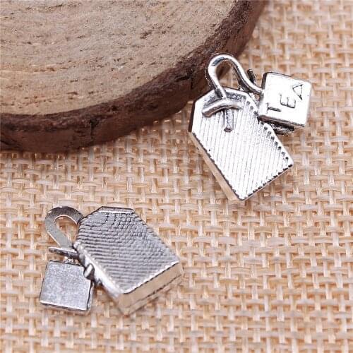 WYSIWYG 10pcs 15x15mm Charms Tea Bag Antique Silver Color Plated Pendants Making DIY Handmade Tibetan Silver Color Jewelry