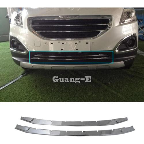 For Peugeot 3008 2013 2014 2015 body style cover protection detector ABS Chrome trim Front bottom Grid Grill Grille Around 2pcs