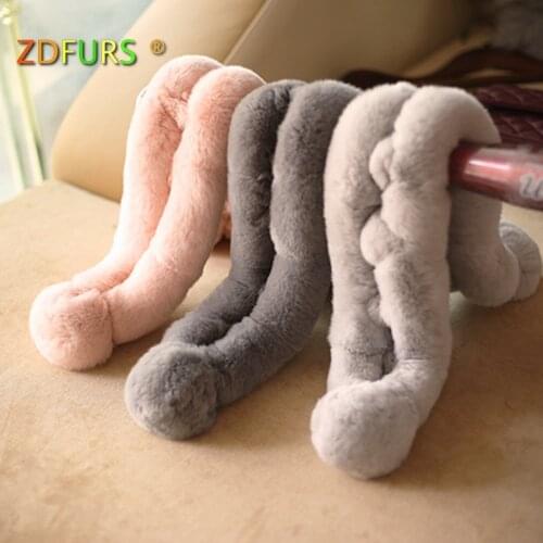 ZDFURS * Rabbit hair scarf female scarves Rex rabbit fur genuine fur collar ring Multi color Russian Winter Scarf ladies