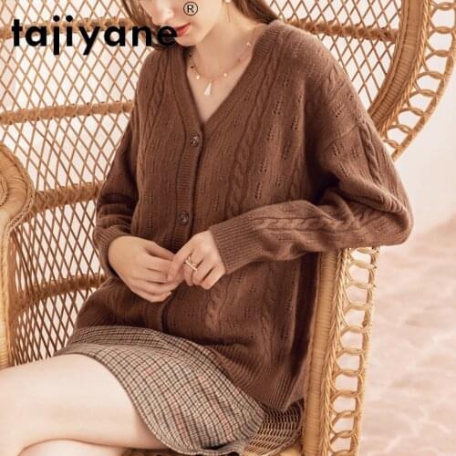 Winter Clothing Womens 2021 Women 100% Wool Buttoned Cardigan Real Sheep Fur Woman Sweater Cardigans Pull Femme TN923