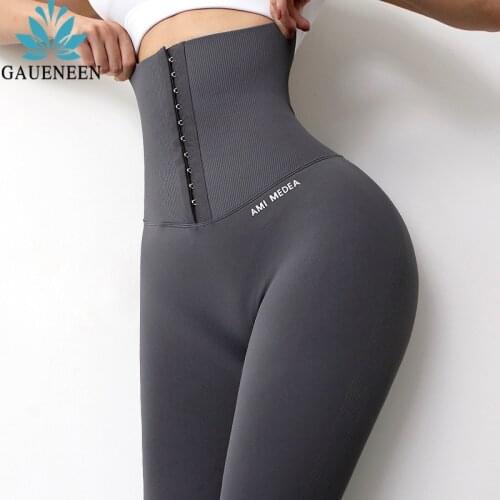 GAUENEEN Women Corset Yoga Pants Stretchy Sport Leggings Postpartum High Waist Tights Sports Push Up Fitness Leggings Sportswear