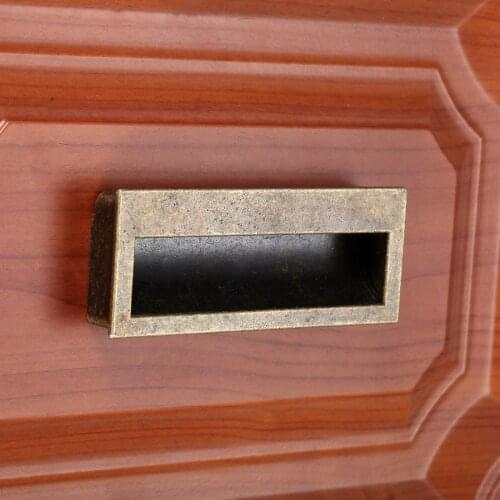 1Pc Antique Bronze Square Cabinet Drawer Handle Zinc Alloy Chinese Combination Cupboard Pull Handle Shell Shape Knob 107*41*15mm