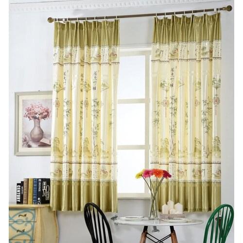 1pcs Punch Pastoral Style Perforated Printed Curtain Thin Bedroom Living Room Balcony Floor-to-ceiling Window Shade Cloth F8270
