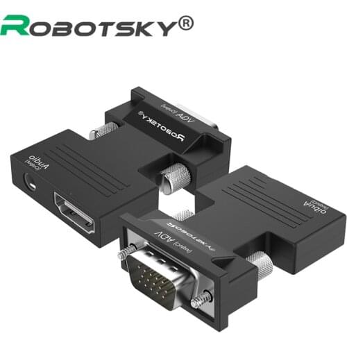 1080P Female To Male HDMI-compatible To VGA Video Converter with Audio Adapter Signal Audio Transmission Adapter for HDTV Projec