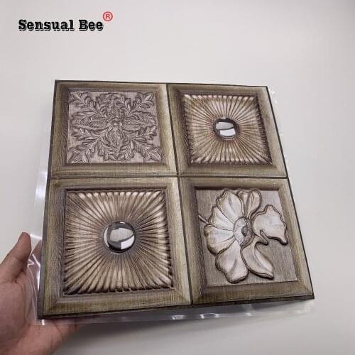 3D Flowers Pattern Retro Emboss Tiles Wall Sticker Kitchen Bathroom Tile Decoration Wallpaper Self-Sticking DIY Vinly Art Mural