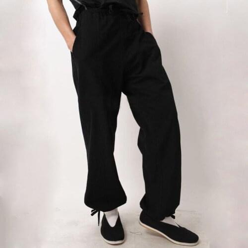 9Colors High-Grade 100% Cotton Old-Coarse Men Tai Chi Bloomers Martial Arts Trousers Kung Fu Wushu Pants coffee/red/grey