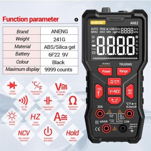 ANENG AN82 Frequency Current Voltage Factor Meter AC/DC Ammeter Tester Meter Voltage Current Meter Ammeter Detector