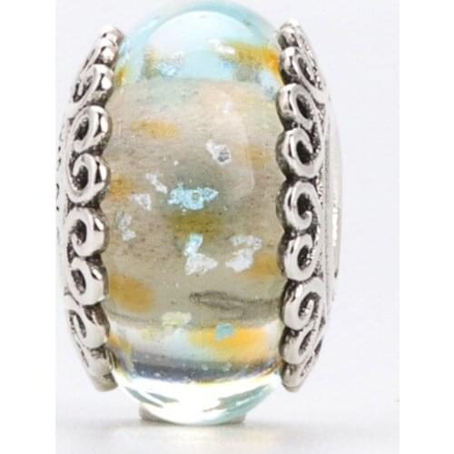 Bewill S925 Sterling Silver The Charm Of The New Rainbow-colored White Glass Fit Original Bracelet Pendant Diy Jewelry Charms