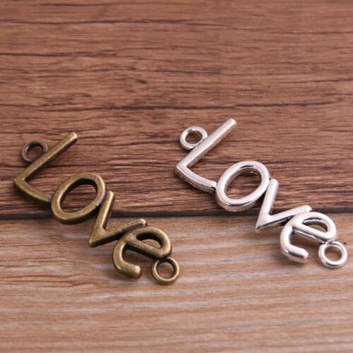10PCS 15*40mm Two Color Metal Alloy Letter "LOVE" Jewelry Connectors Jewelry Making Bracele