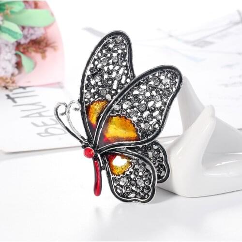 Rhinestone Large Butterfly Brooches for Women Elegant Colorful Insect Pins Vintage Fashion Beautiful Pins Good Gift