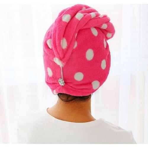 Quick Dry Bath Turbie Turban Twist Drying Cap Loop Button Hat Makeup Cosmetic Bathing Tool Lady Women Girls Hair Wrap Head Towel