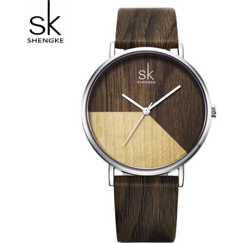 Shengke Fashion Watches Women Designer Leather Wrist Watch Reloj Mujer 2019 SK Creative Quartz Watch Womens Clock #K0079
