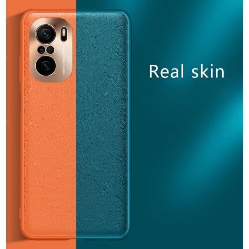 KEYSION Vegan Leather Case for Xiaomi Redmi K40 Case Soft Silicone Frame Lens Protection Cover for Redmi K40 Pro