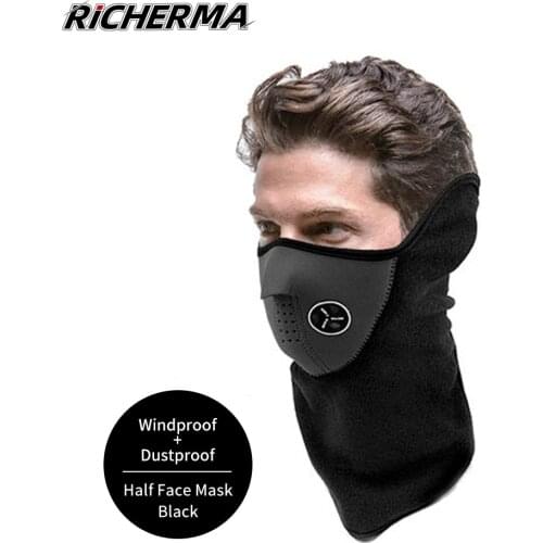 Black Motorcycle Balaclava Winter Sport Fishing Fleece Neck Warmer Windproof Dustproof Face Mask Scarf Mens Hunting Skis Hiking