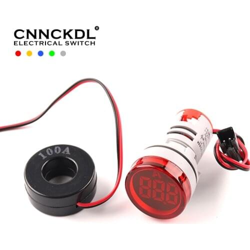 22MM 0-100A Digital Ammeter Current Meter/Voltage Meters Indicator Panel Led Lamp Round Square Signal Light high quality Brand