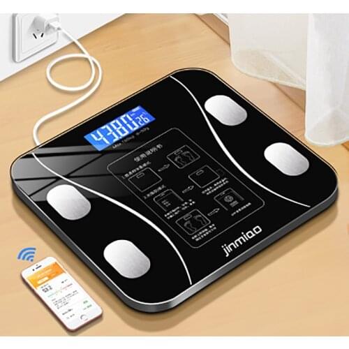 USB Rechargeable Wireless Digital Weight Scale Tracks 9 Key Body Fitness Compositions Health Analyzer with Smartphone App
