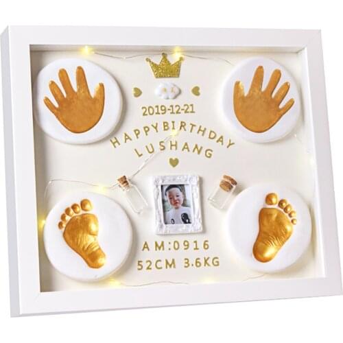 Baby Photo frame Non Toxic Handprint Footprint Imprint Kit Souvenirs Casting Newborn Footprint Ink Pad infant Clay Picture frame