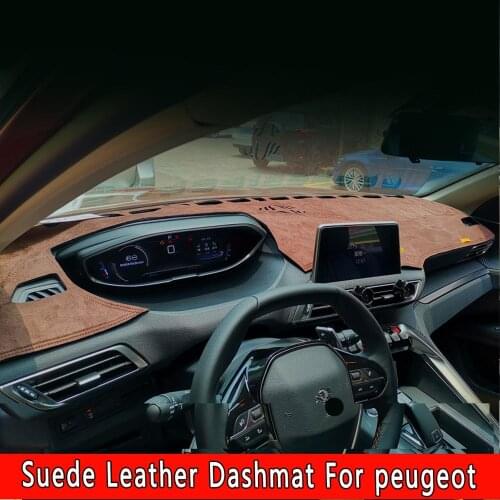 For peugeot 208 2008 308 408 308s 307 301 4008 3008 5008 508 Suede Leather Dashmat Dashboard Covers Pad Dash Mat Car-styling