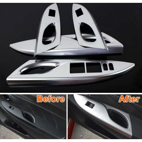 For Toyota Yaris L 2014 4pcs/set ABS Interior Door Power Window Lift Switch Sticker Panel Cover Trim Car Styling Accessories
