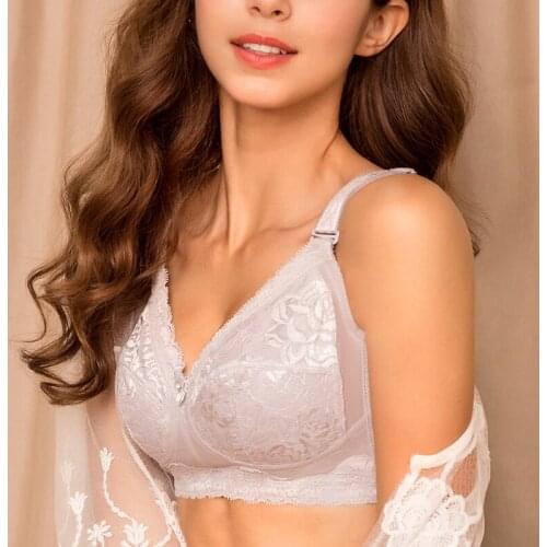 Womens Full Coverage Lace Wireless Non Padded Cotton Bra Plus Size 32 34 36 38 40 42 44 B C D E F G