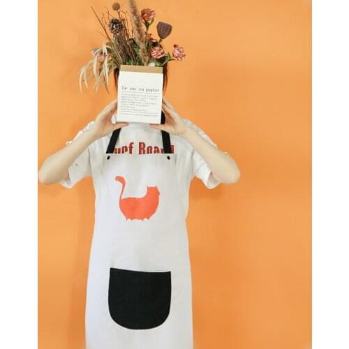 Canvas Apron For Women Creative Design Cute Cartoon Animals Flower Shop Gardening Studio Accessories Baking Cooking Gifts