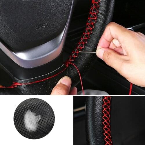 PU Leather Auto Car Steering Wheel Cover Hand stitched DIY Hand-stitched Breathable Steering Wheel Covers With Thread