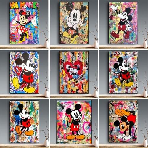 5D DIY Diamond Painting Disney Graffiti Mickey Mouse Donald Duck Posters Prints Wall Street Art Pictures for Living Room Decor