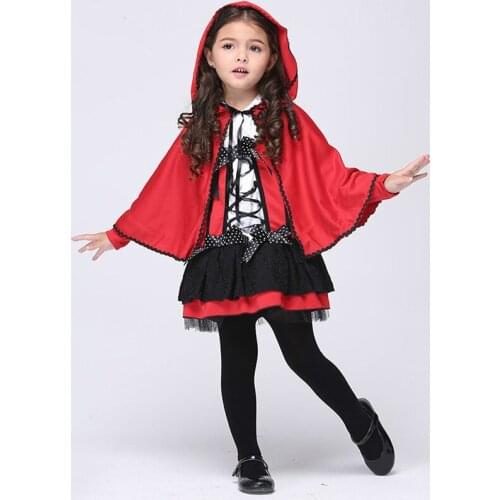 Girl Red Elf Devil Cosplay Costumes Children Wear Dancing Skirt Kid Anime Carnival Party Show Clothes Halloween Costume For Kids