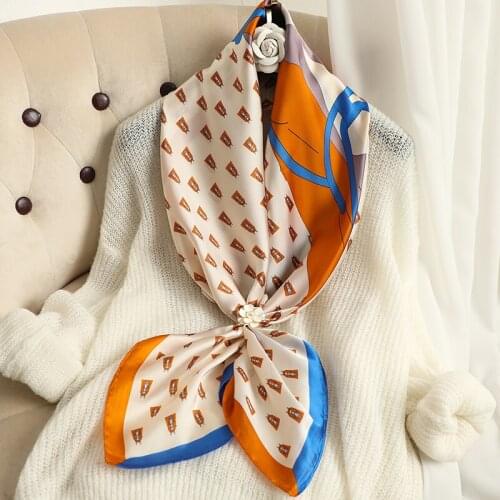 Summer Women Scarf Silk Neckerchief Hair Band Female Print Bandana Square Shawl Wraps Hijab Lady Headband Foulard Scarves New