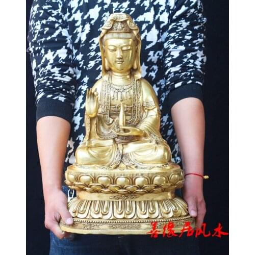 55CM # 2021 Company SHOP Store home efficacious Talisman Protection-Buddhism Buddha Nanhai Guanyin KAI GUANG FENG SHUI statue
