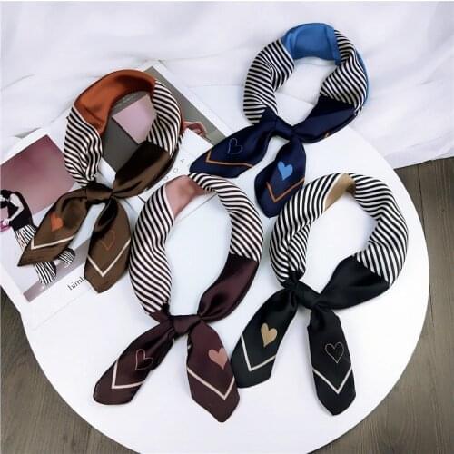 Small Kerchief Silk Satin Neck Scarf For Women Square Shawls Fashion Print Hijab Scarfs Female 70cm*70cm Head Scarves For Ladies