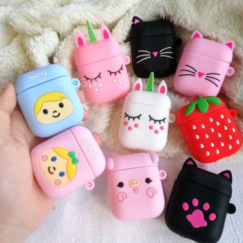 Cartoon Cute box White horse Wireless Headset case for Airpods 1 2 Earphone soft Silicone Cover For Airpods Protective Cases