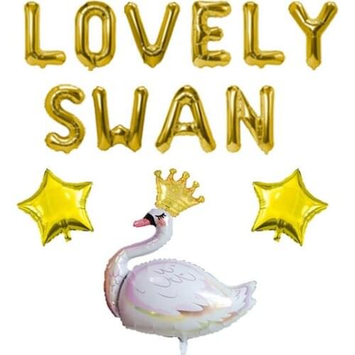 Swan Princess Mylar Foil Balloons Lovely Swan Banner Soiree Balloons for Wedding Birthday Girl Baby Shower Party Decoration