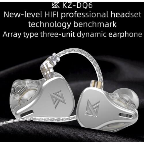 KZ DQ6 3DD Dynamic Driver Earphone Bass HIFI Earbuds High Resolution Headphone Noise Cancelling In Ear Headset For ZSX ZAX EDX