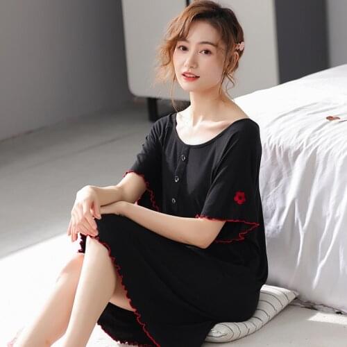 Summer Modal Nightdress Ladies Sexy Cross V Pajamas Solid Color Loose Large Size Halter Pajamas Nordic Homewear Sleeping Dress