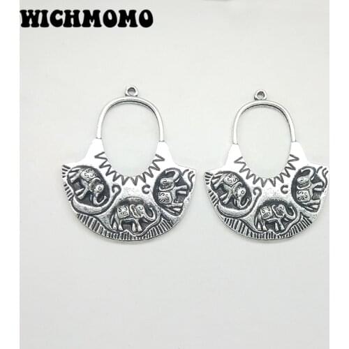 New 49*40mm 2pieces/bag Cute Romantic Semicircle Elephant Zinc Alloy Charms Pendants Diy Necklaces Bracelets Accessories
