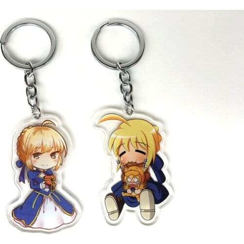 New Arrival Fate stay night Japanese anime figure saber acrylic keychain Anime rubber