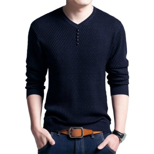 Casual Men Autumn Long Sleeve V Neck Solid Color Buttons Pullover Blouse Top 2020
