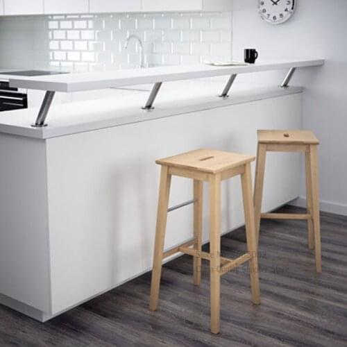 Natural Wooden Stool Bar Chairs Dining Chair Simple Modern Bar Stool Family Front Desk High Counter Stool
