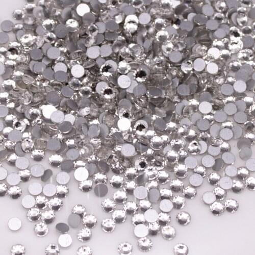 Super shiny Rhinestones 2mm-8mm Clear bling Crystal white color Hot Fix Flat Back Nail Art Decorations Flatback Glass Stone