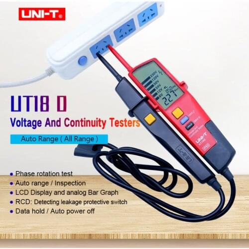 UNI-T UT18D Voltage and Continuity Tester AC/DC 3-phase voltage phase sequence continuity test Volt Detectors Pen Multimeter
