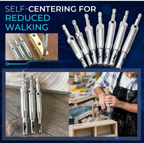 Zezzo® Self Centering Drill Bits HSS Hinge Center Hexagon Drill Bits Door Cabinet Woodworking Positioning Hole Puncher Tool