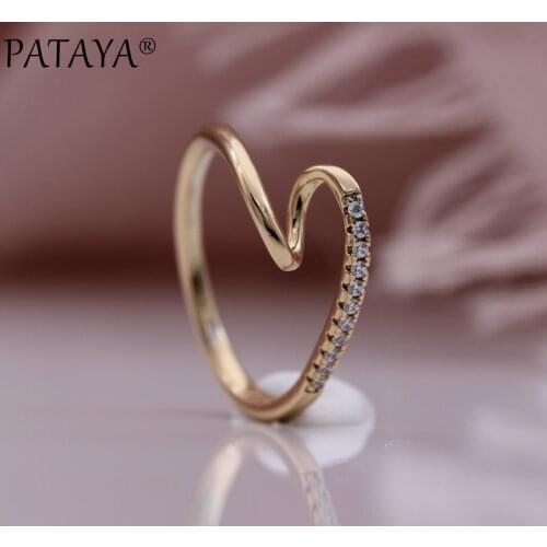 PATAYA New Unusual Rings 585 Rose Gold Micro Wax Inlay Natural Zircon Women Rings Party Unique Wedding Classic Fashion Jewelry
