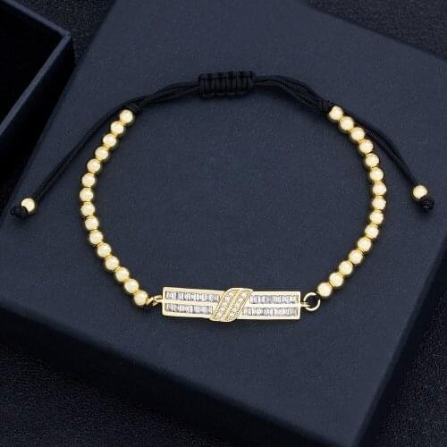 Boho Copper Beads Braided Bracelets Bangles For Women Fashion Vintage Heart Round Gold Color Bracelets CZ Stone Crystal Jewelry