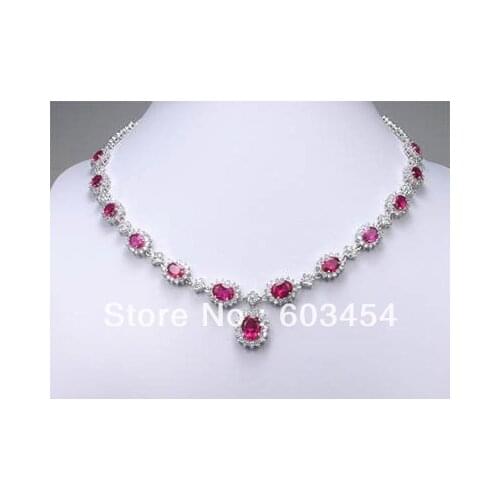 Red Zircon stone GP Crystal Pendant Necklace / Free Shipping