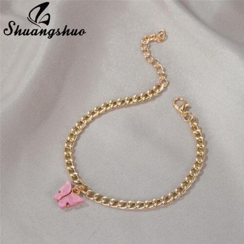 Gold Chain Ankle Bracelet Fashion Acrylic Butterfly Anklets for Women Leg 2020 Bohemian Beach Foot Animal enkelband IGirl Chains