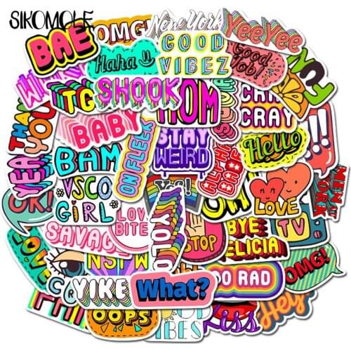 50 PCS Cartoon English Alphabet Vocabulary Sticker For Skateboard Laptop Suitcase Case Table Chidren Toy Decal Stickers F4
