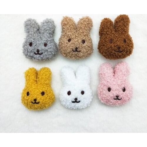10Pcs/Lot 5*6CM Plush Cartoon Teddy Velvet Rabbit Appliques For Baby Headwear Clip Bow Accessories Decor Patches