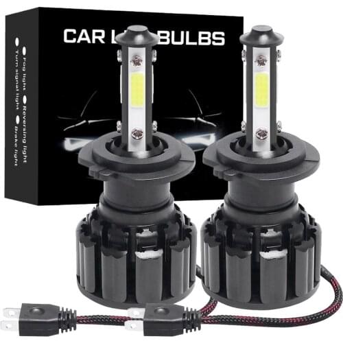 2PCS New 4 Sides LED 6000K H11 H4 H7 H8 9005 9006 COB Car LED Headlight Bulbs Auto Led HB3 HB4 Headlamps 12V H4 Led Headlight