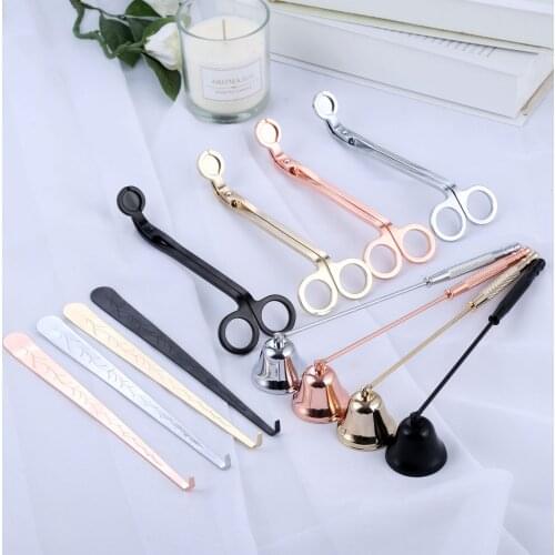 3pcs Candle Care Kit Candle Snuffer Wick Dipper Oil Lamp Trimmer Scissor Cutter Hook Extinguisher Home Decor Candle Accessory